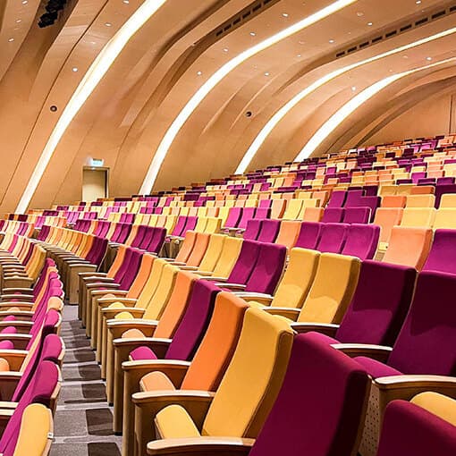 Parahyangan University lecture hall with auditorium chairs